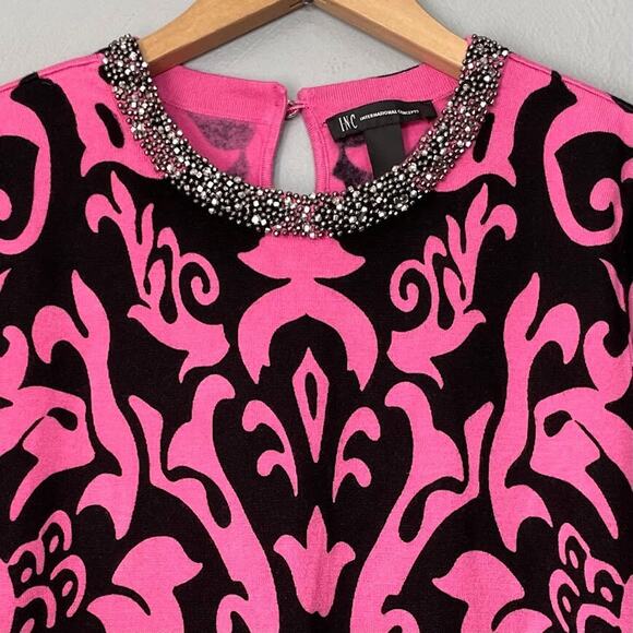 INC Size XL Black Pink Sweater Maximalism Dopamine Glam Barbie Preppy Clueless - Picture 2 of 9